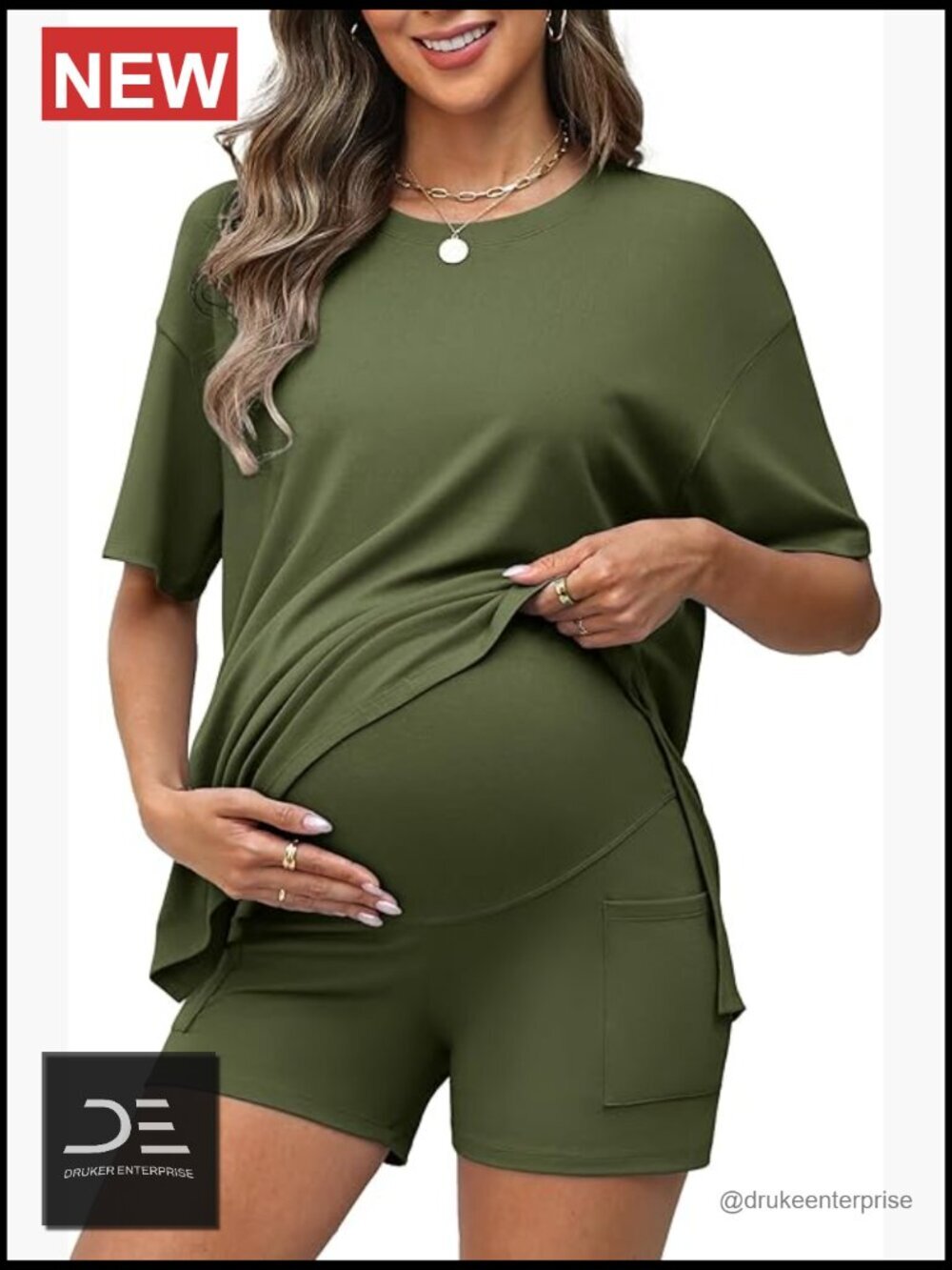 2 Piece Short Sets for Women Lounge Set with Pockets Maternity